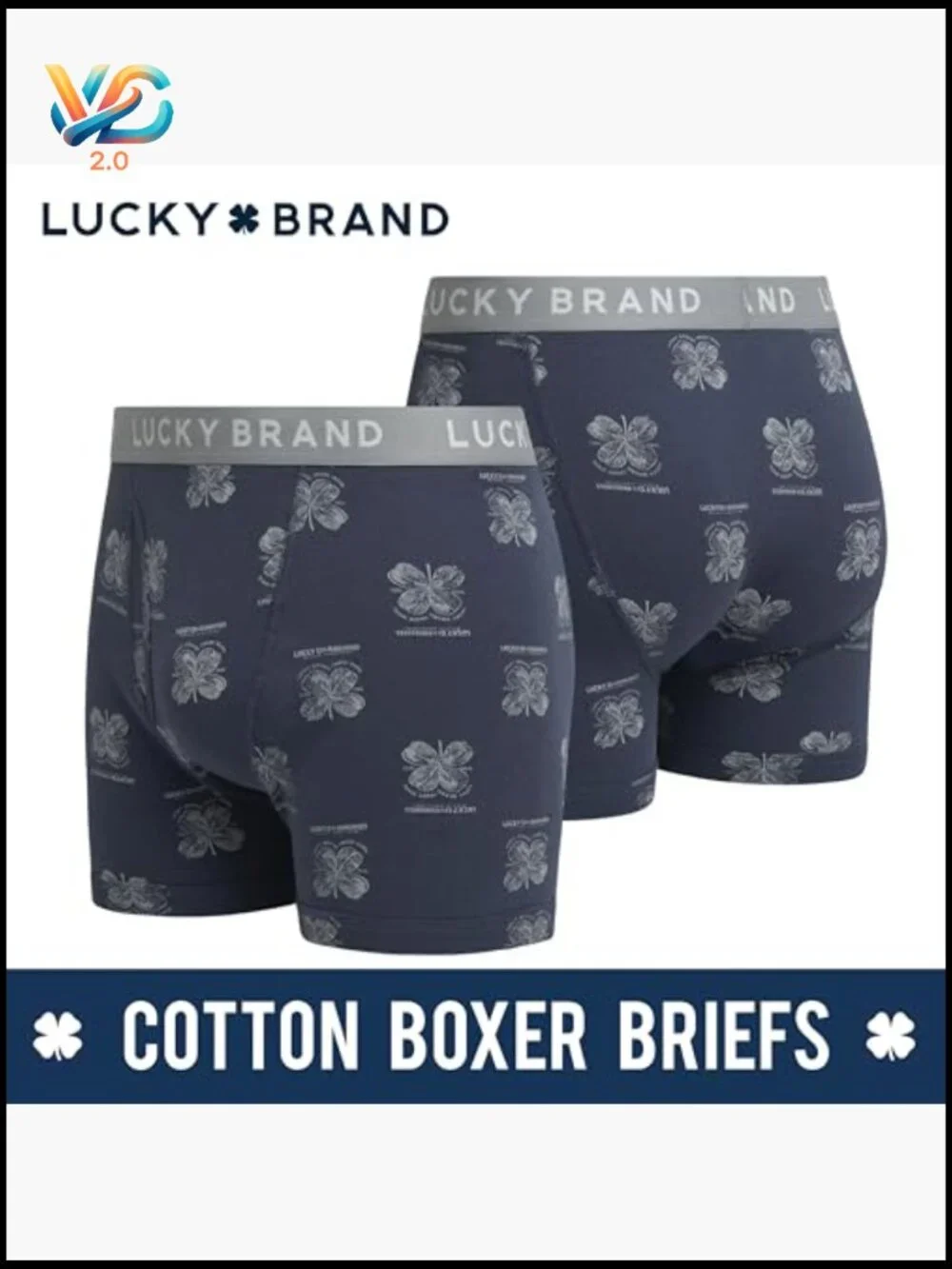 Lucky Men's Boxer Briefs 3 Pack - Soft Cotton Blend Underwear with Functional